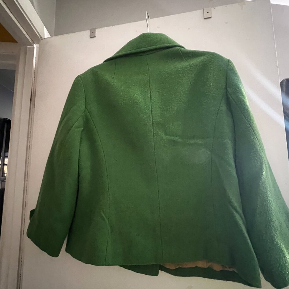 CAbi Green Wool Blend Peacoat Size 10 | Vintage Style Cropped Jacket - Picture 4 of 6